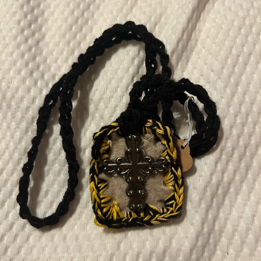 Black and Yellow Cross Pendant Necklace